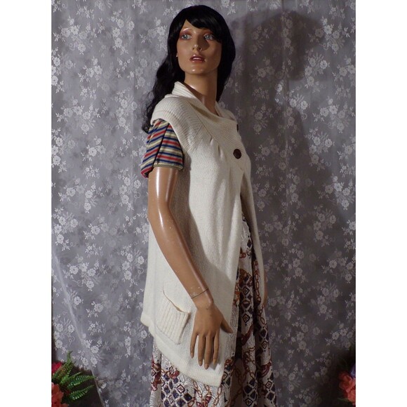 Vintage Y2K Sweater Tunic 2000s Roxy Knit Long Sleeveless Cardigan Size Small - Picture 6 of 10